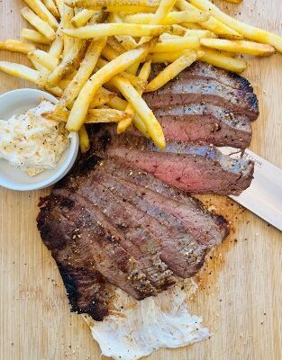 Perfect Flank Steak and Fries with Steakhouse Compound Butter Recipe
