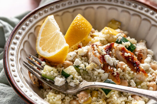 Couscous with Summer Squash, Chicken and Feta Recipe