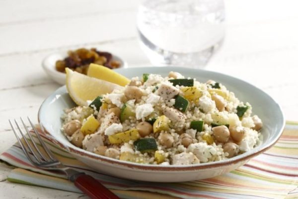 Couscous with Summer Squash, Chicken and Feta