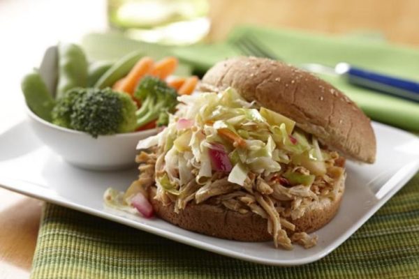 Pulled Chicken Sandwiches with Apple Slaw